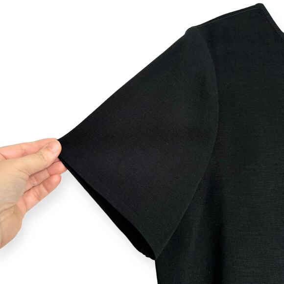 Ming Wang Black Short Sleeve Knit Knee Length Sheath Dress Women's Size L - Picture 6 of 10